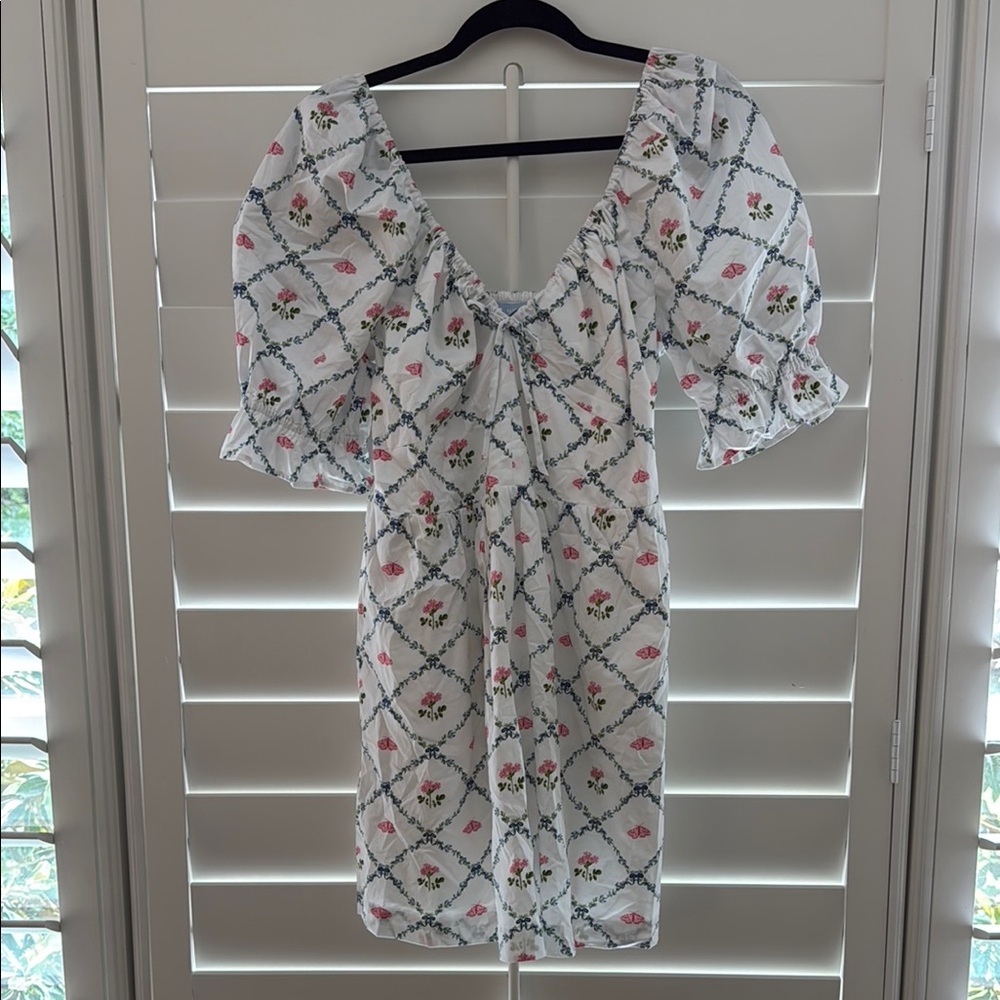 NWOT Hill House White and Pink Floral Mini Ophelia Dress